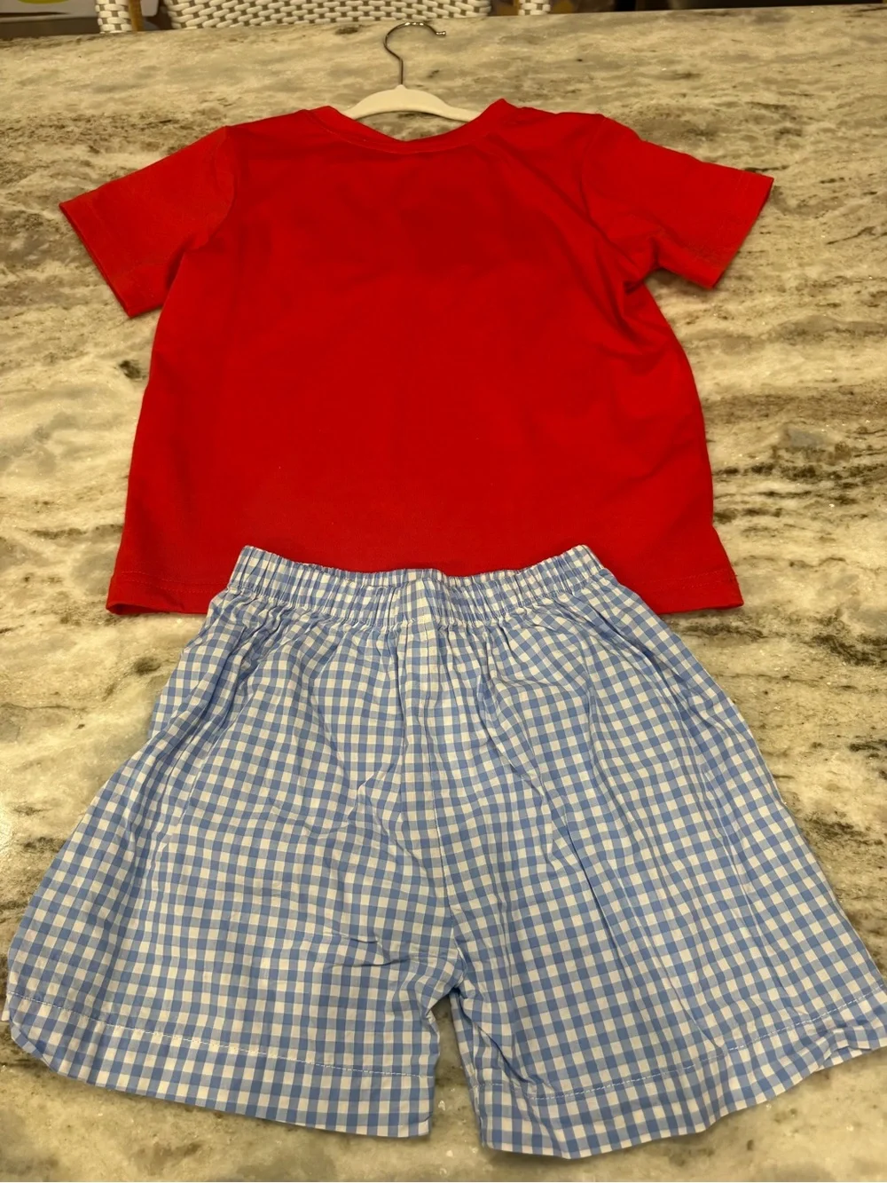 Back to school smocked boys short set